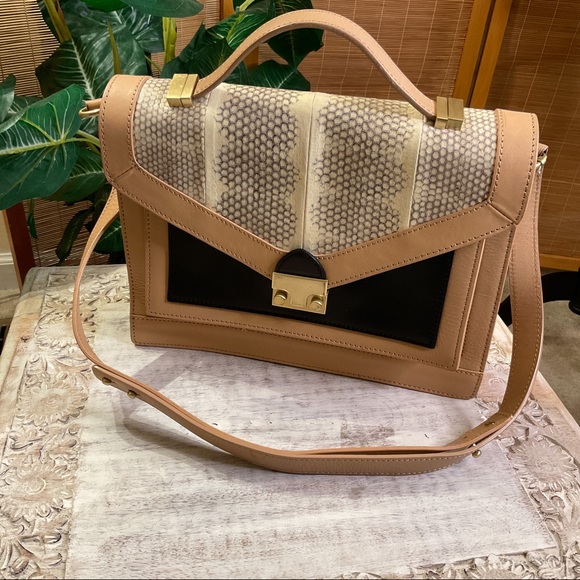 Loeffler Randall Handbags - Loeffler Randall leather snake skin print nude bag
